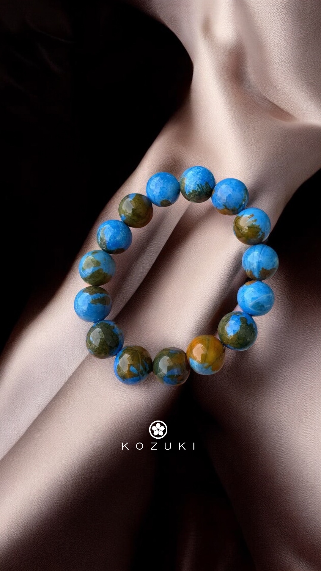 Blue gemstone bracelet featuring natural agate and earth jasper